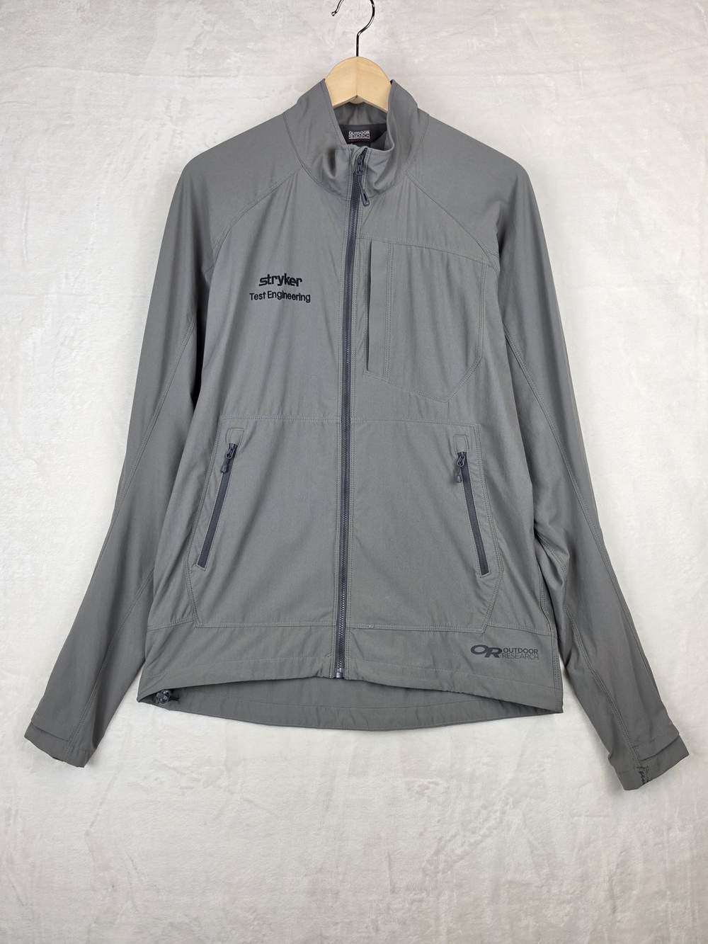 Outdoor Research Ferrosi Jacket Mens M Gray Softshell Full Zip Nylon Spandex